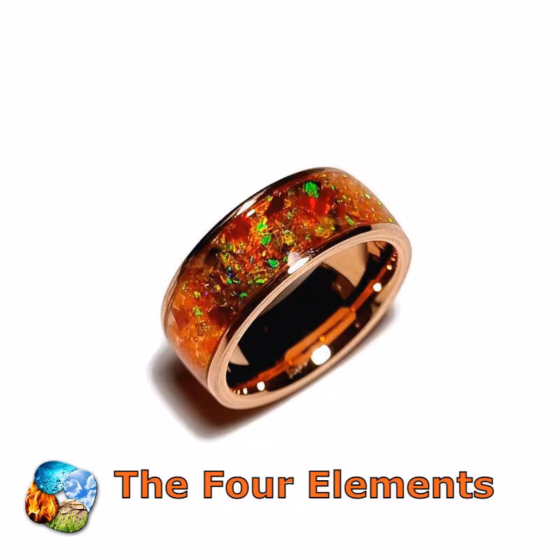 FIRE copper opal ring representing passion courage and transformation